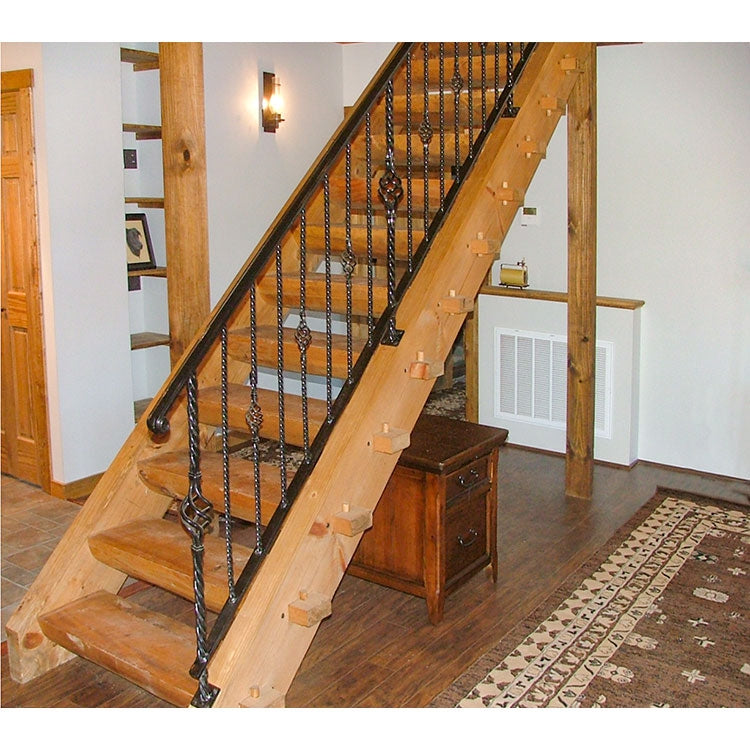 Mortise and Tenon White Pine Log Stairs (Half Log Treads / Timber Stringers)