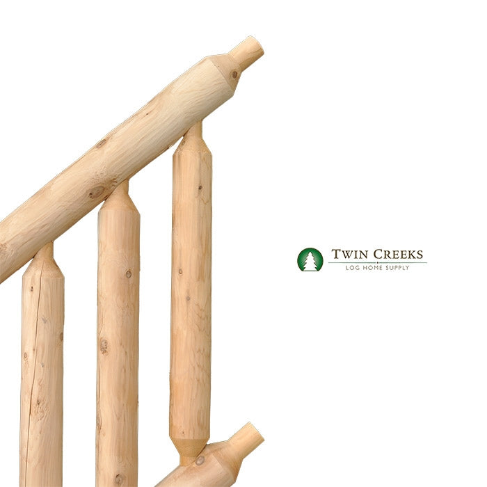 Northern White Cedar Log Stair Railing (Tenoned Spindle Detail)