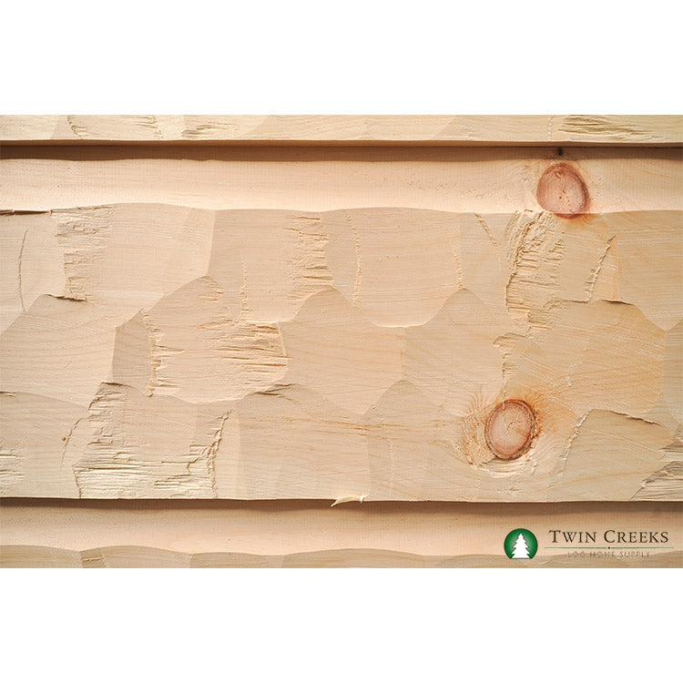 5/4x12 White Pine Chink Log Siding - Scallop Hewn (Installed)  