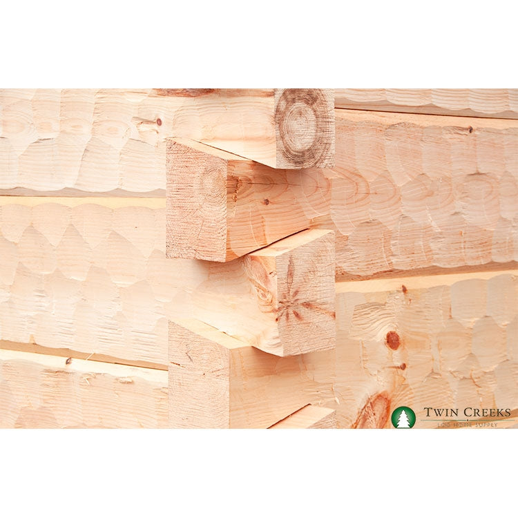 Closeup of Dovetail Corner Joint with 6x12 Confederate V Logs 